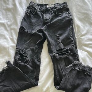 Distressed Black Denim Jeans
